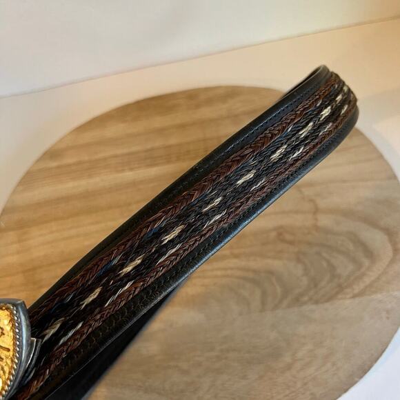 Vintage 90s Genuine Leather USA Made Studded Weaved Woven Size L - Picture 6 of 16